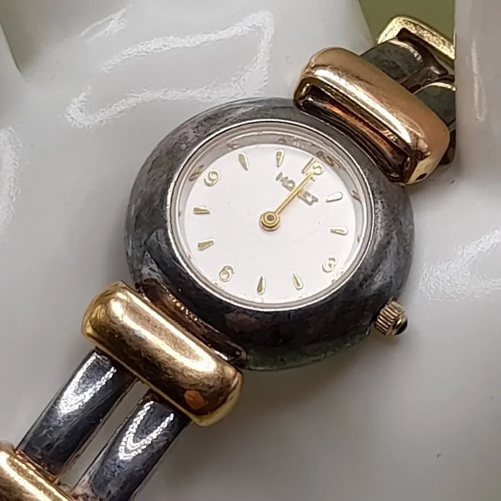 Vintage Monet Gold Silver Women's Watch, Japan Movement, NEEDS NEW BATTERY